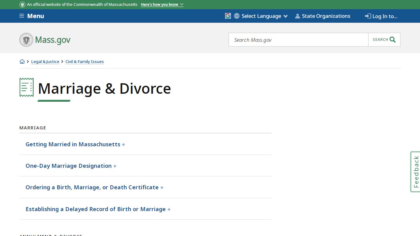 Marriage & Divorce | Mass.gov